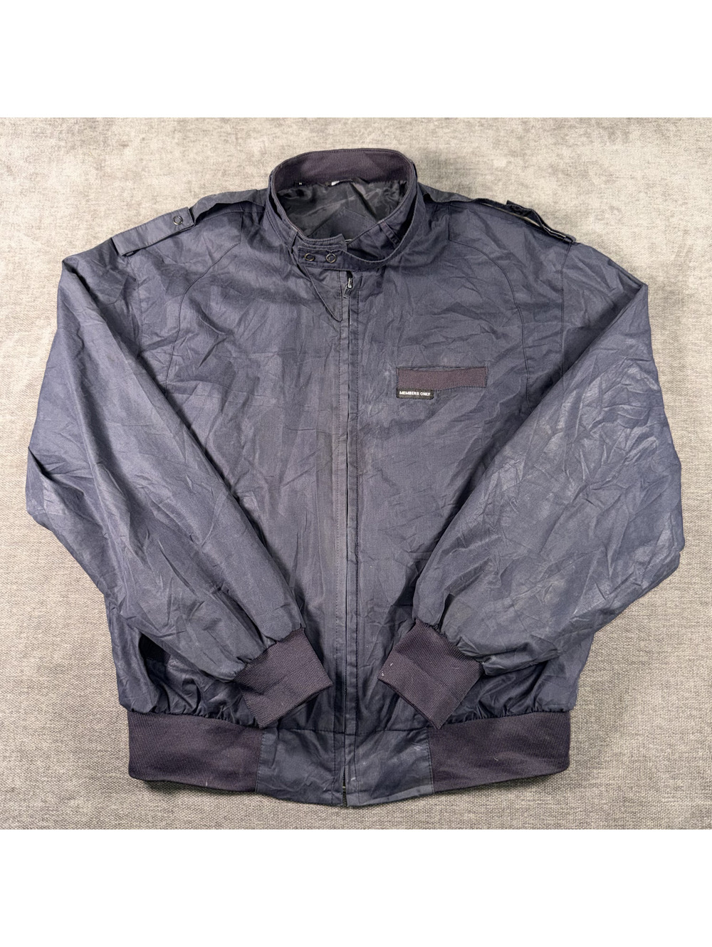 Members Only Classic Navy Blue Bomber Jacket, Medium